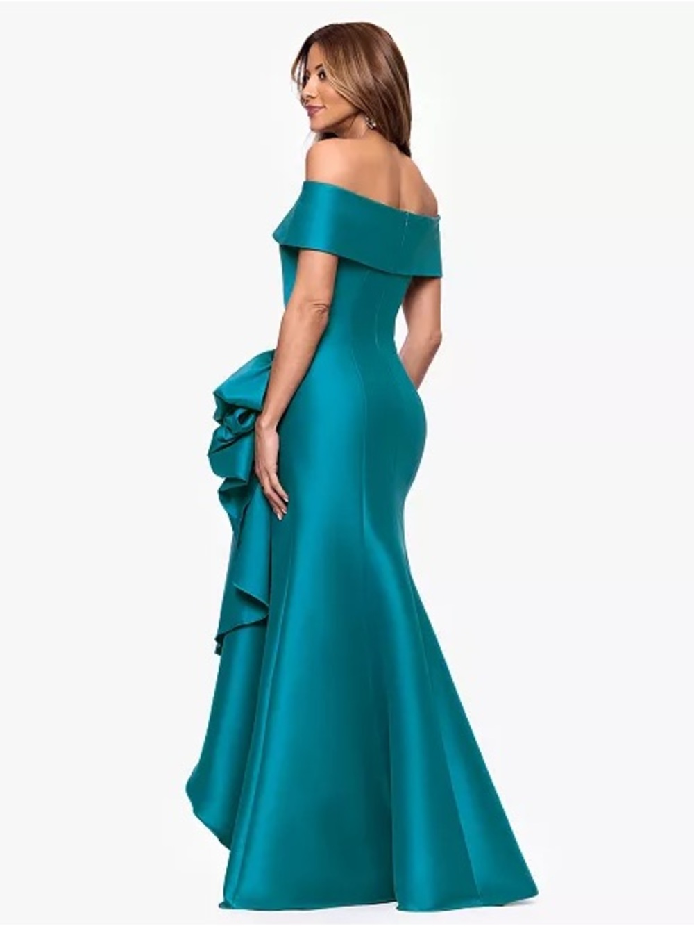 Mikado Off-The-Shoulder Ruffle Gown - Picture 2 of 3